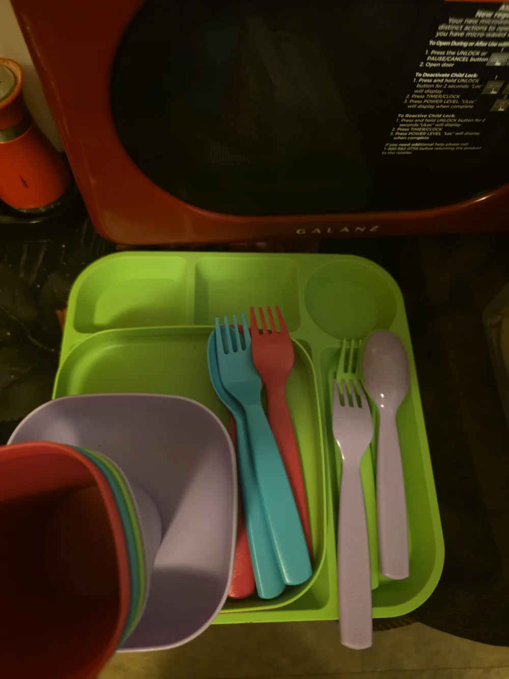 Neon Mix Kids Dinnerware Set - Green / Pink / Purple